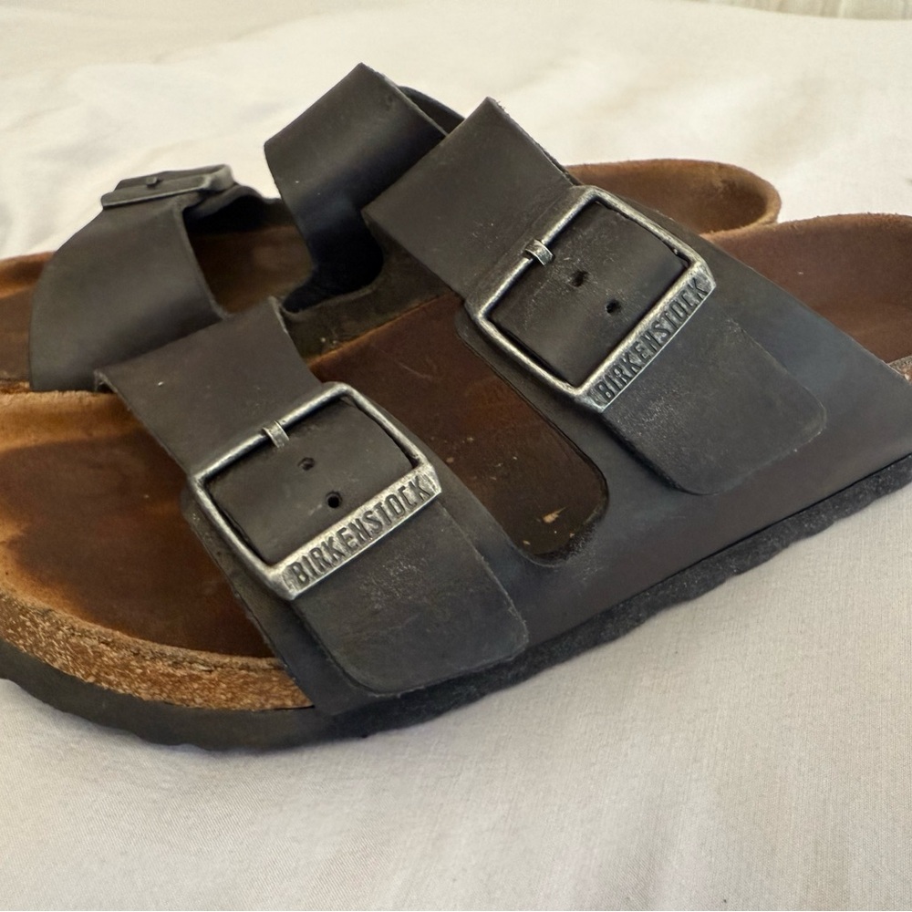 Birkenstock Black Arizona Sandals with Silver Buckles